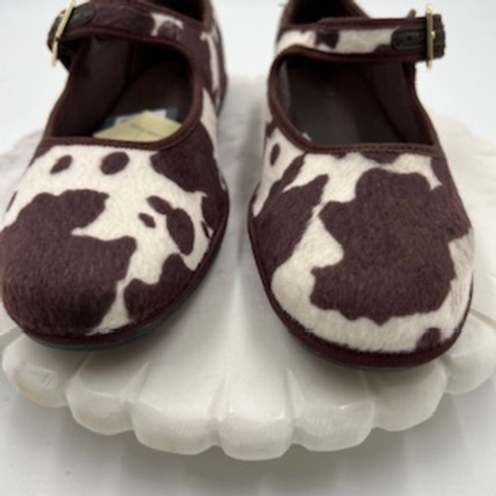 Universal Thread Womens Cow Print Mary Jane Flats Brown White Size 10 NEW - Picture 2 of 7